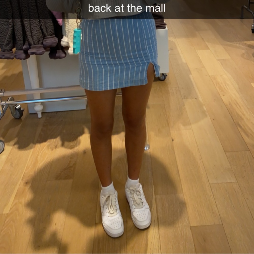 blue and white skirt